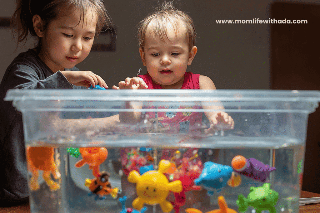 Water sensory bin ideas for toddlers keep toddlers engaged while building critical early learning skills.