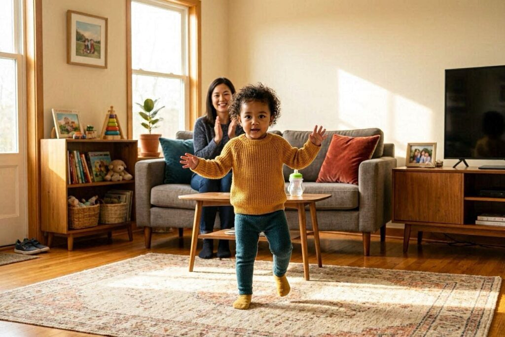 toddler freeze dance indoor gross motor toddler activity at home