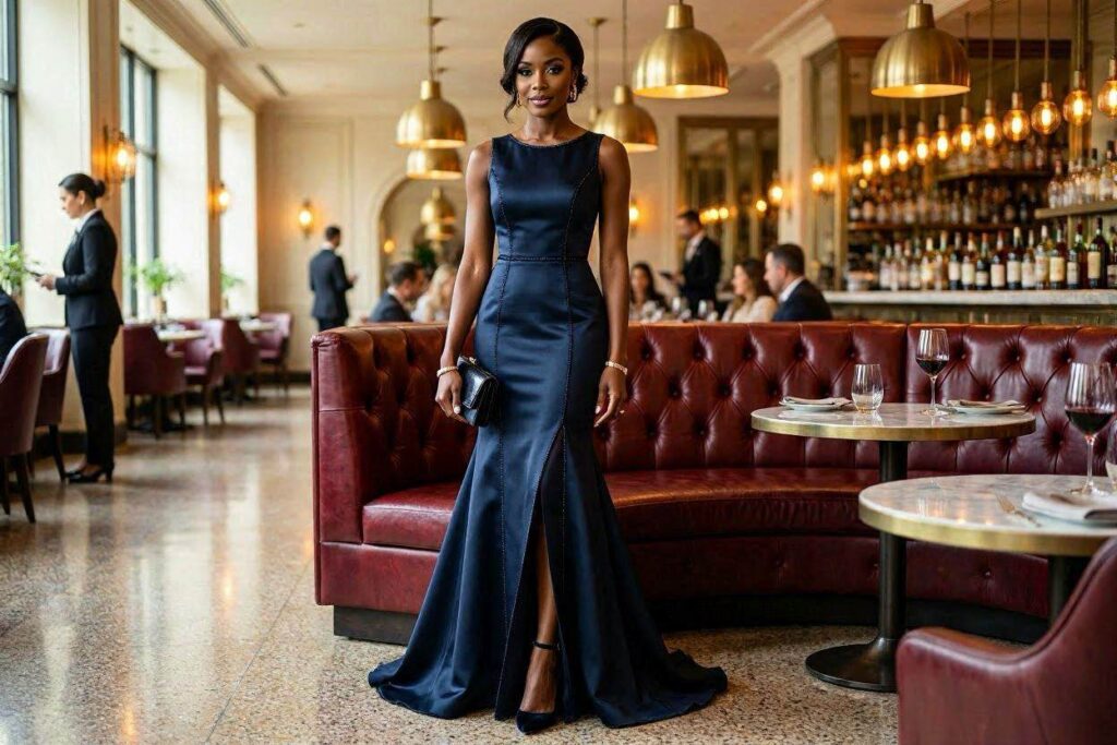 dinner outfit ideas for moms – stylish mom in elegant dinner look
