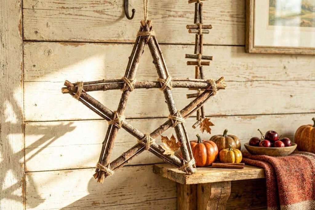 twig star craft made from sticks for fall decor
