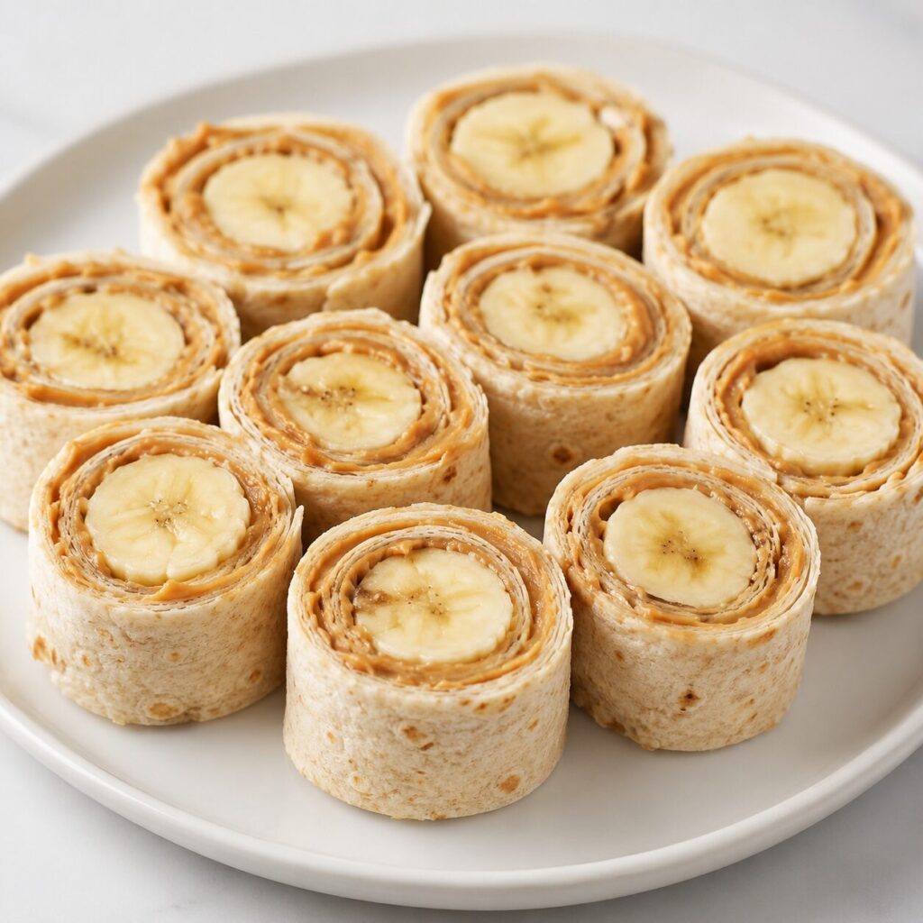 peanut butter banana roll-ups no-bake snack for kids