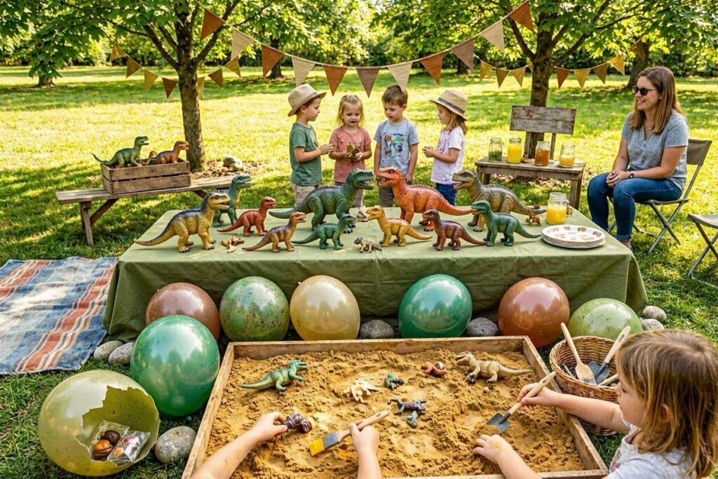 dinosaur adventure summer birthday party theme for kids outdoor celebration