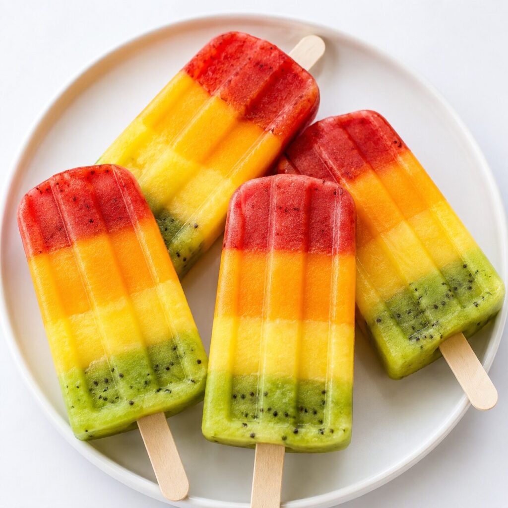 rainbow fruit popsicles no-bake snack for kids