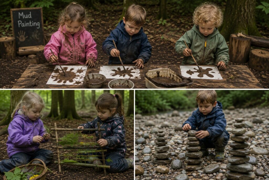 nature mandala forest school activity for toddlers