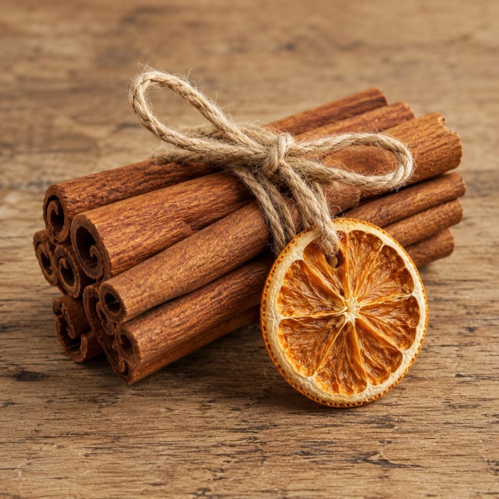 Easy fall crafts cinnamon stick bundle ornament with dried orange
