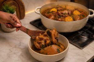 easy Nigerian cow tail pepper soup served in a bowl