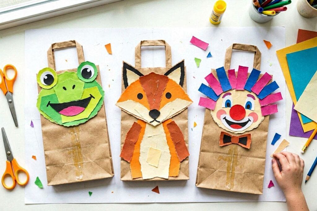 Cute DIY paper craft ideas for kids including paper animals and origami characters