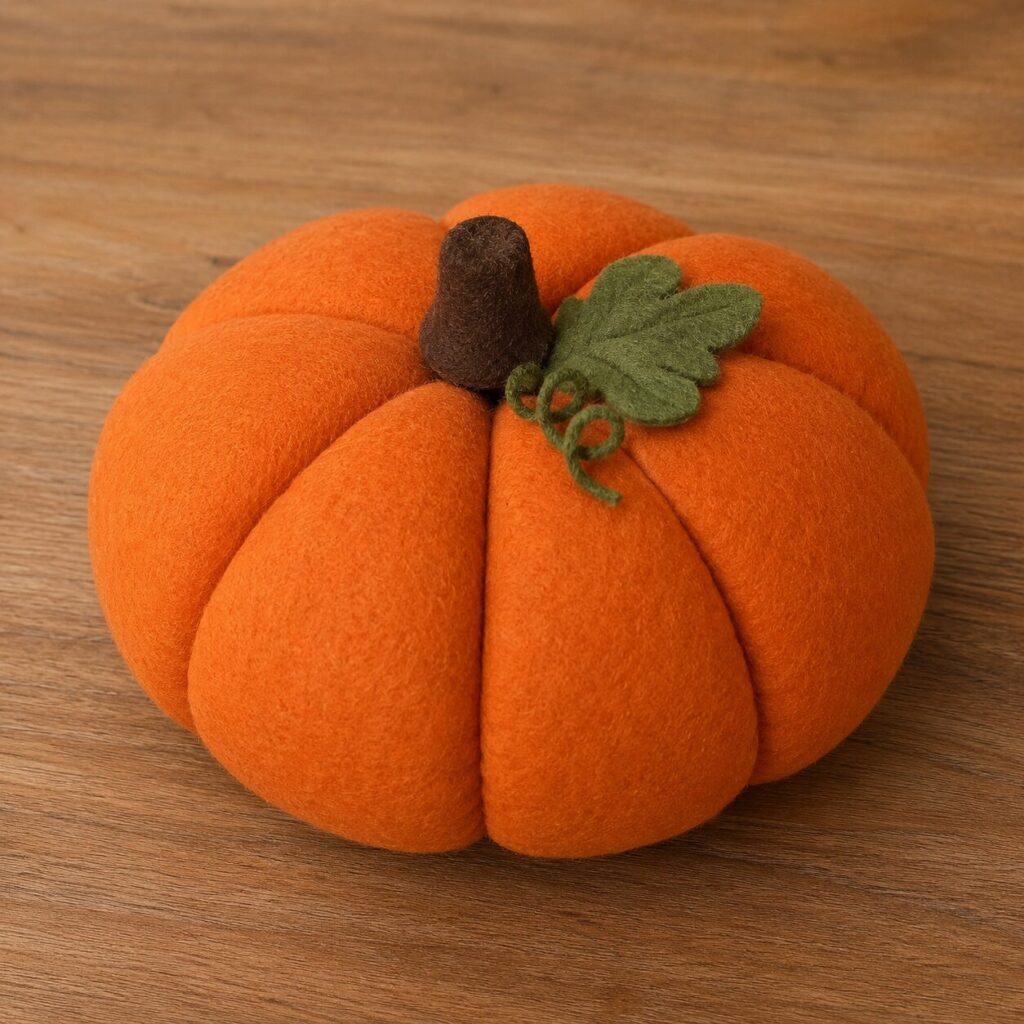 Easy fall crafts no-sew felt pumpkin pillow for autumn home decor