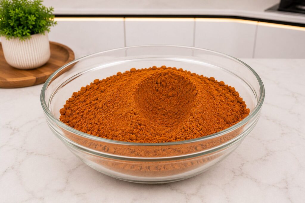 Homemade suya spice blend (yaji) in a bowl 