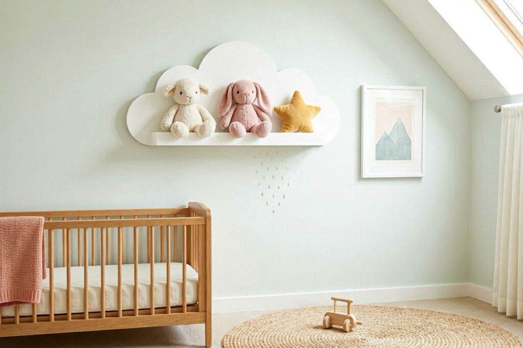 DIY cloud shelf for toddler room decor kids room makeover