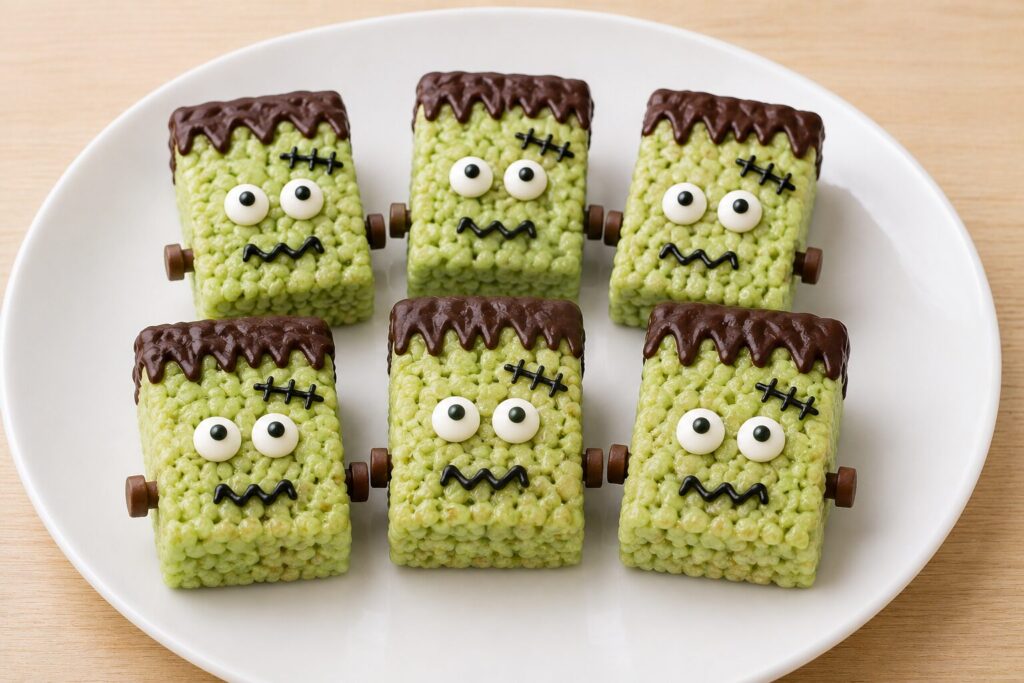 frankenstein rice krispie halloween snack