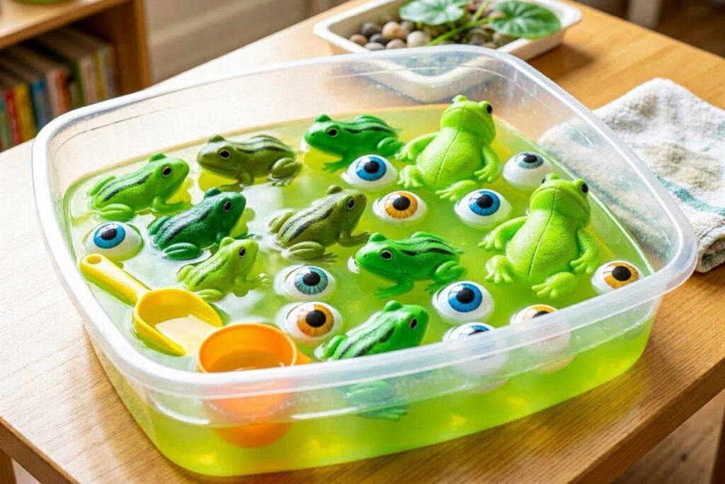 Witch brew sensory bin Halloween activity for toddlers