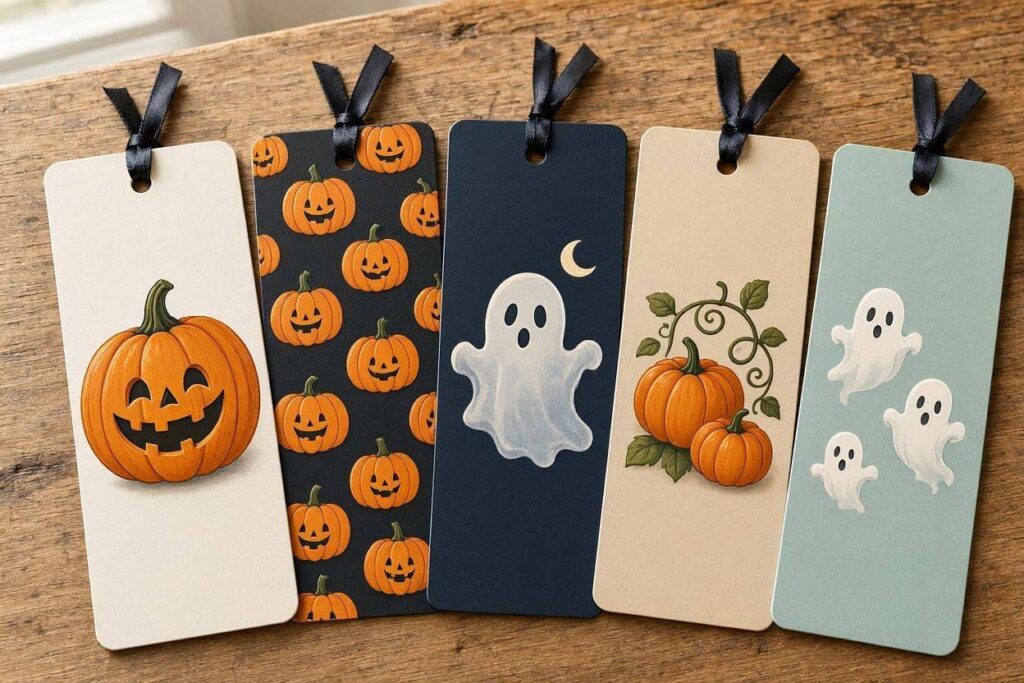 Halloween bookmarks as classroom party favors for kids