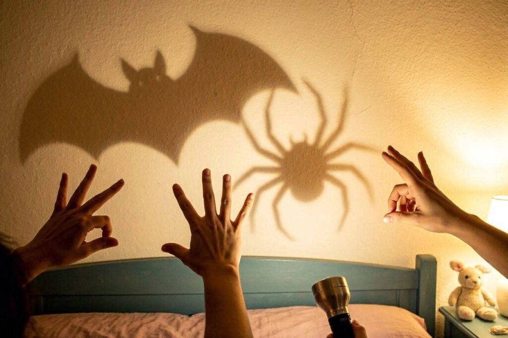Spooky shadow puppet Halloween activity for toddlers