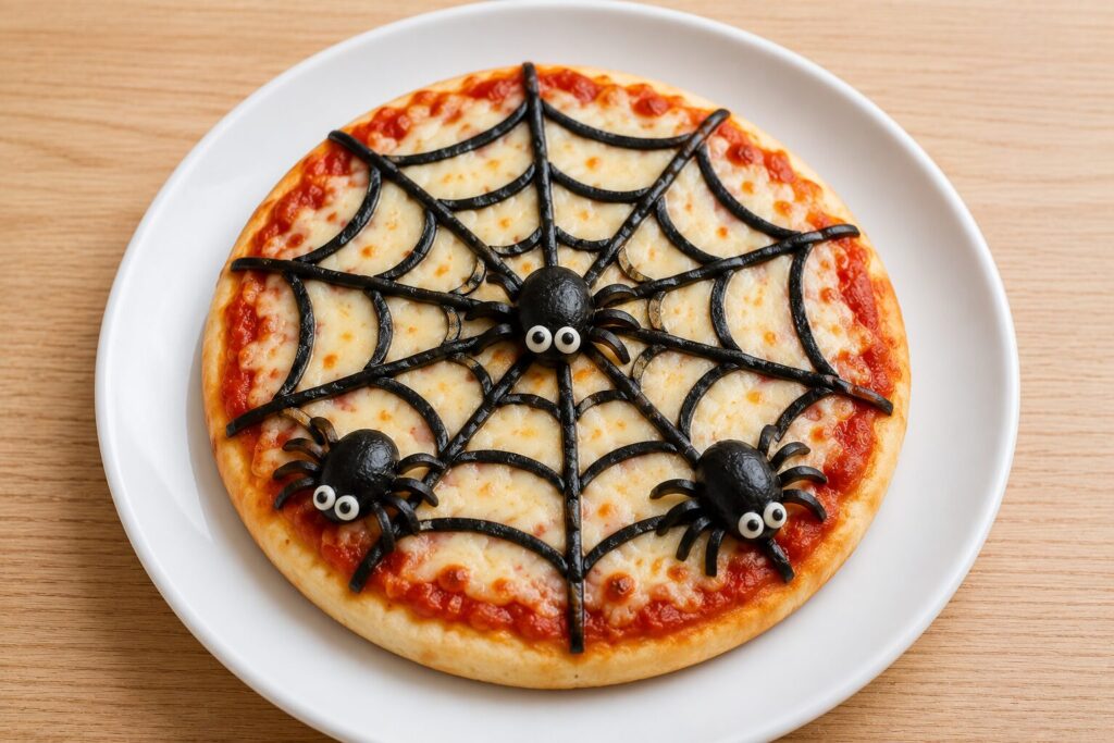 spider web pizza halloween snack